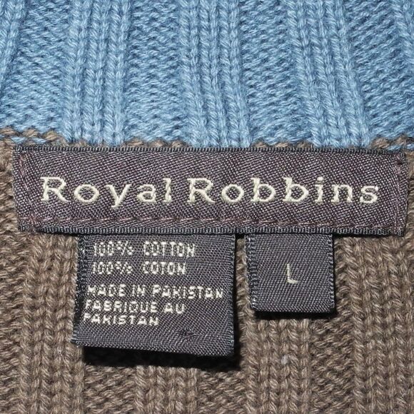 Royal Robbins Brown/Blue Half Zip Ribbed Cotton Sweater - Women's Large - Picture 5 of 5